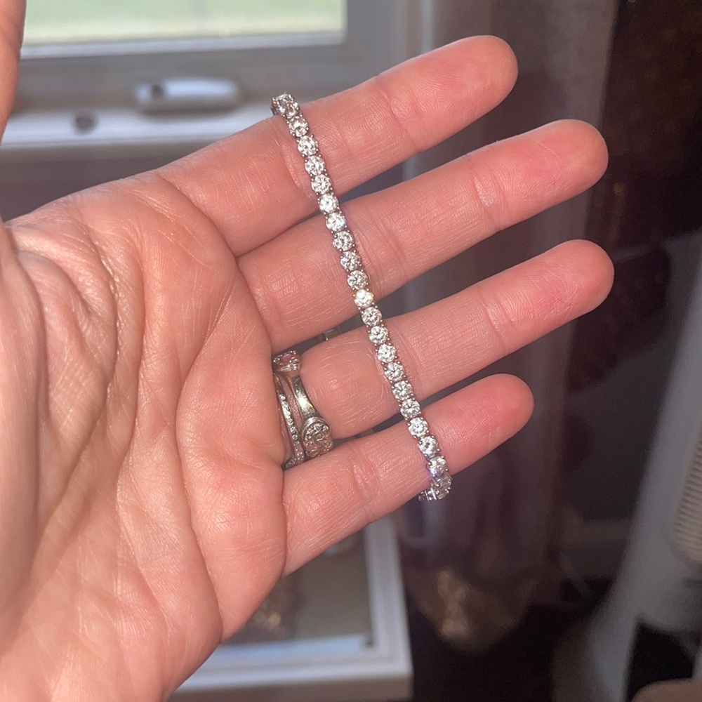 Swarovski style CZ, silver tennis bracelet